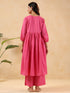Janasya Women's Pink Dobby Pure Cotton Yoke Embroidery A-line Maternity Kurta Pant Set